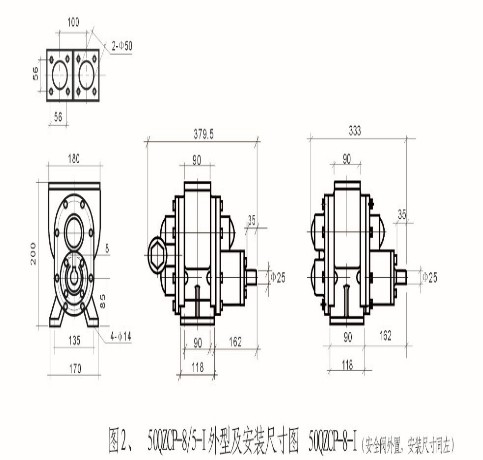 杭州威龙50QZCP-8/5齿轮泵安装尺寸