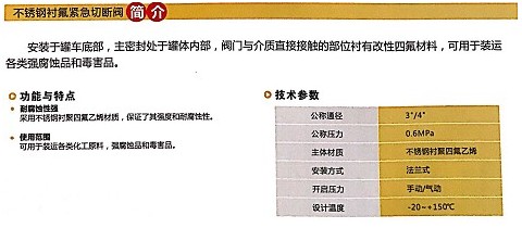 浙江嘉隆不锈钢衬氟紧急切断阀简介 浙江嘉隆不锈钢衬氟紧急切断阀简介