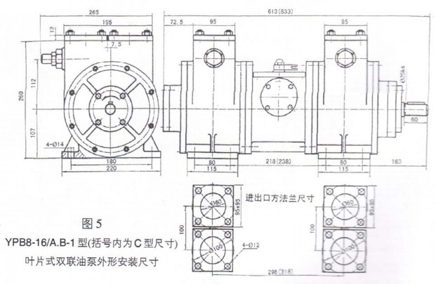 ͼ 5 YPB8-16/A.B-1(ΪC ͳߴ)ҶƬʽ˫ͱΰװߴ